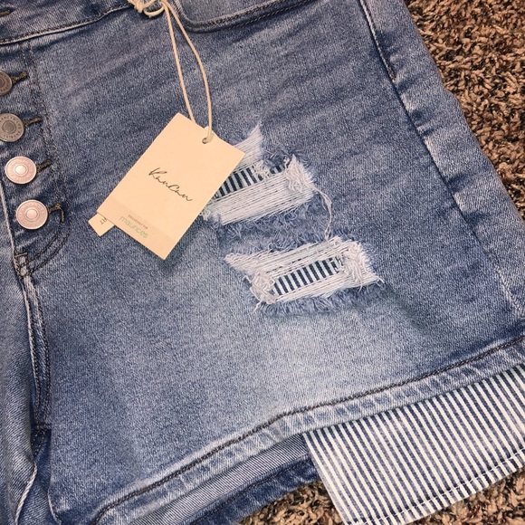 KANCAN High Rise Shorts Factory Distressed Plus Size 16 Gingham Detail | NWT! - Picture 3 of 7